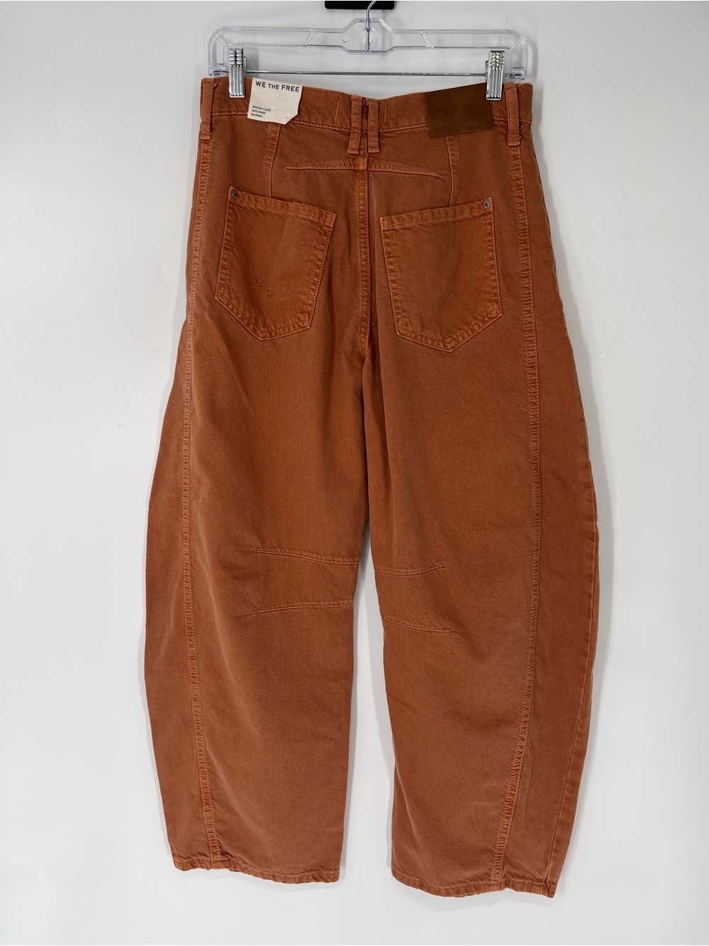 We The Free Good Luck Mid Rise Barrel Rust Orange Autumnal Denim Jeans 28 NWT - Picture 8 of 10